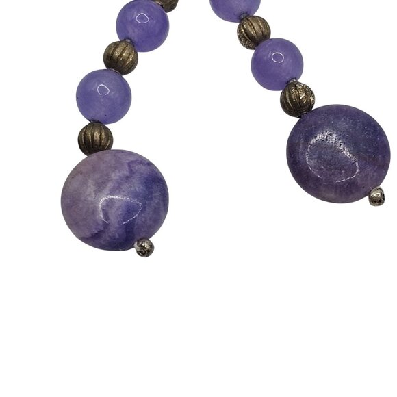 Purple Beaded Drop Dangle Earrings Amethyst Stacked Beaded Boho Round Hook Back - Picture 6 of 7